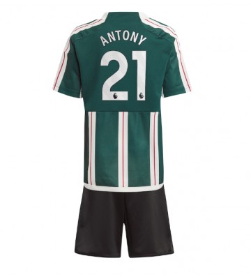Manchester United Antony #21 Udebanesæt Børn 2023-24 Kort ærmer (+ korte bukser)